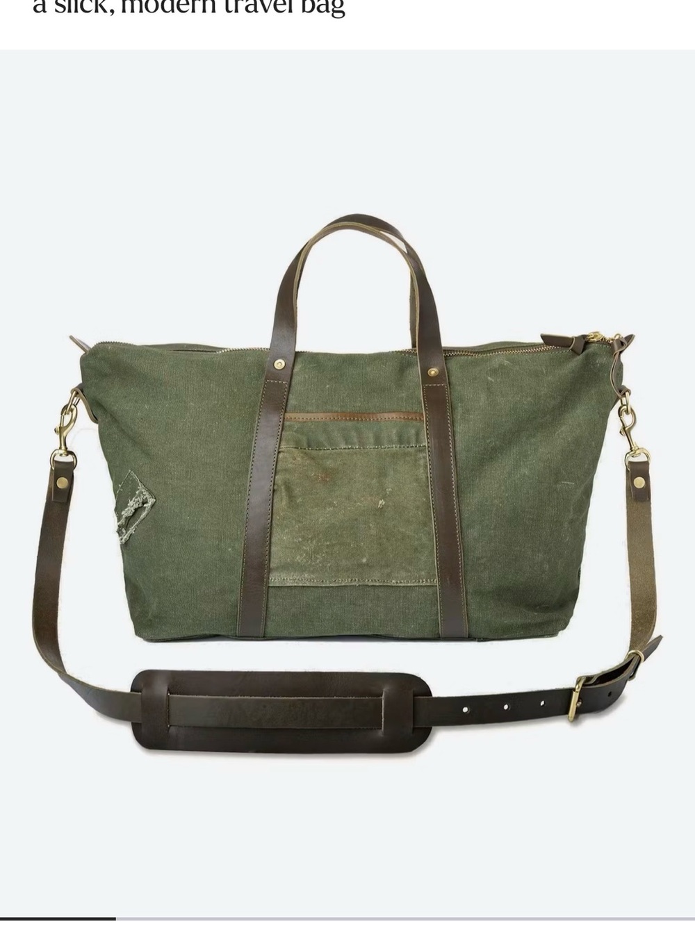 WP Standard. Repurposed Military Travel Bag. Luxury. Gorgeous gold hardware. 40L